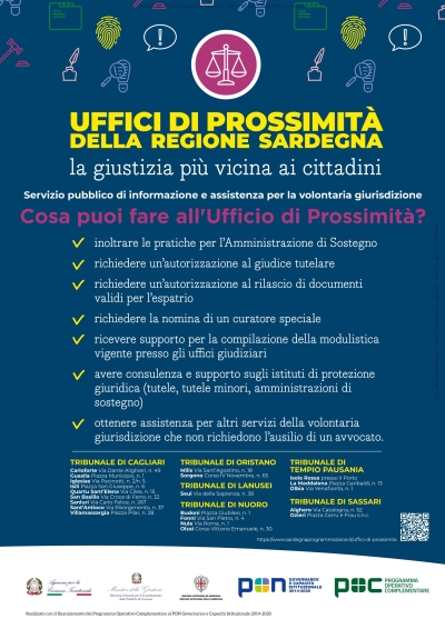 Progetto "Uffici di Prossimit&agrave; della Regione Sardegna" comunicazione apertura sportello.