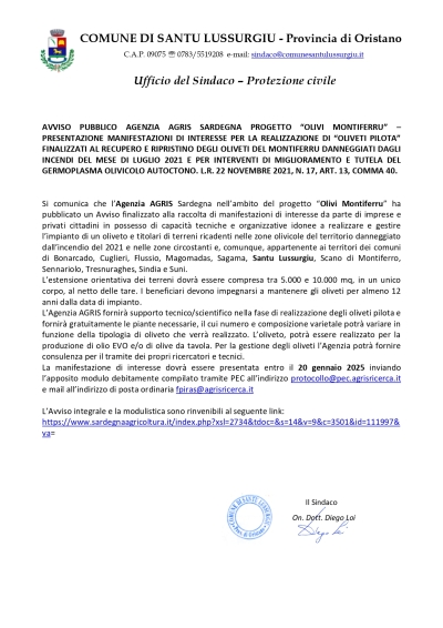 Progetto &ldquo;Olivi Montiferru&rdquo; &ndash; &ldquo;Oliveti pilota&rdquo;