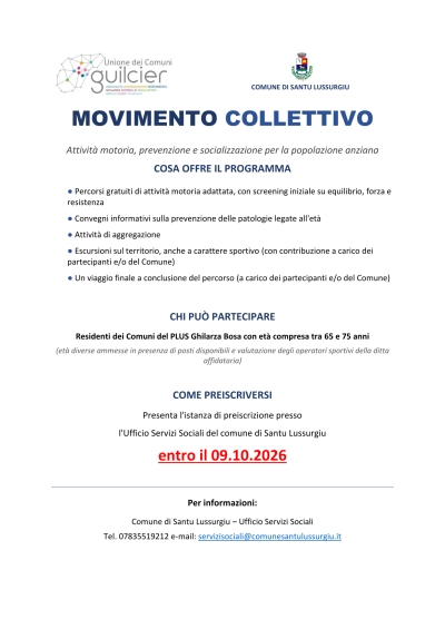 MOVIMENTO COLLETTIVO -  Attivit&agrave; motoria, prevenzione e socializzazione per la popolazione anziana